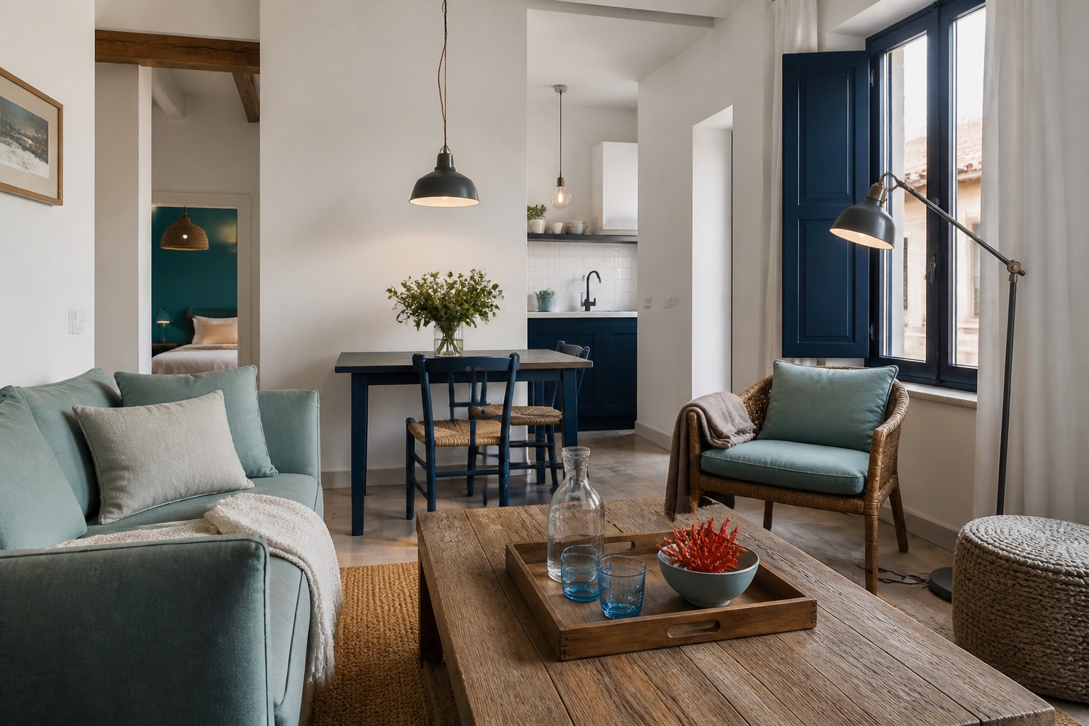 Interno contemporaneo preparato per l'accoglienza degli ospiti